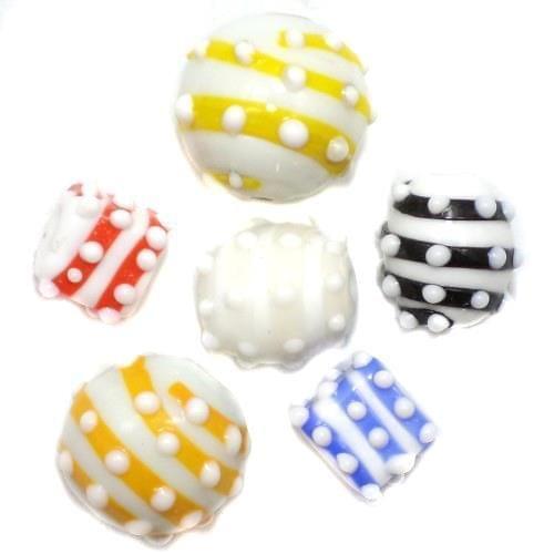 2 Striped Beads Assorted 14-17mm - Picture 1 of 8