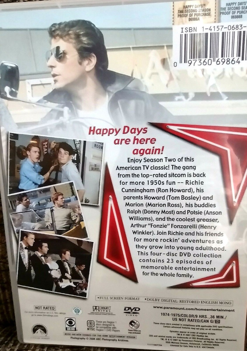 Happy Days DVD The Complete Second Season TV Series 4 Disc