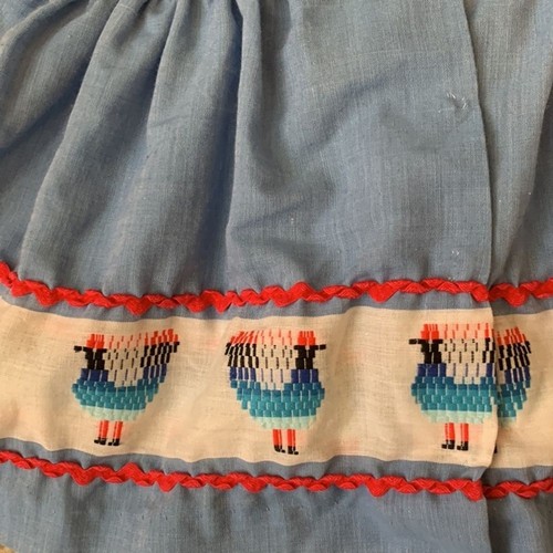 Vintage Yardbritches Chicken Tunic Dress Blue Red Size 5 Cotton Belt Poultry - Picture 5 of 10