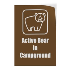 Vertical Vinyl Stickers Active Bear in Campground Traffic Sign Safety Sign Label