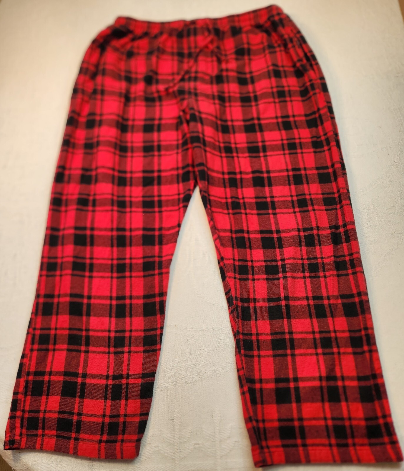 Red Plaid 100 Cotton Pajama Pants, Drawstring Elastic Waist Pockets, Mens XL eBay