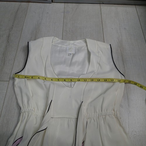Anna Sui Dress 100% Silk Floral white Purple Sz 4 sleevelss v neck - Picture 10 of 12