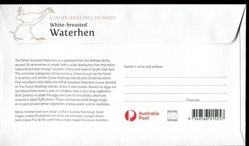 2023 Cocos Island White-Breasted Waterhens (Mini Sheet) FDC - Cocos Island PMK - Picture 2 of 2