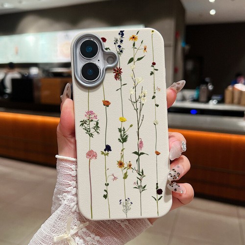 For iPhone 16 15 Pro Max 14 Pro 13 12 11 Leather Silicone Flower Soft Case Cover - Picture 20 of 21