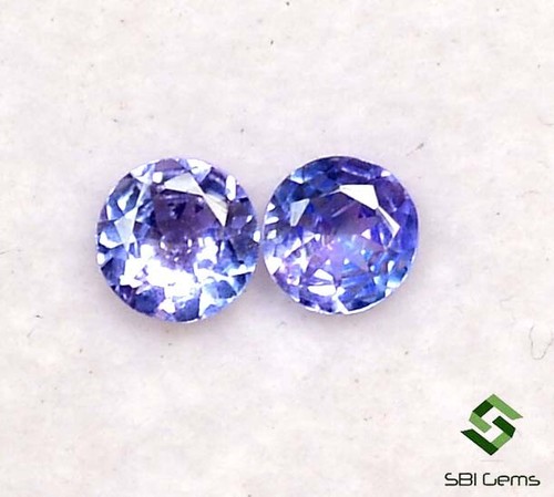 Zertifizierter natürlicher Tansanit Rundschliff Paar 4 mm 0,49 cts glänzend lose Edelstein - Bild 1 von 6