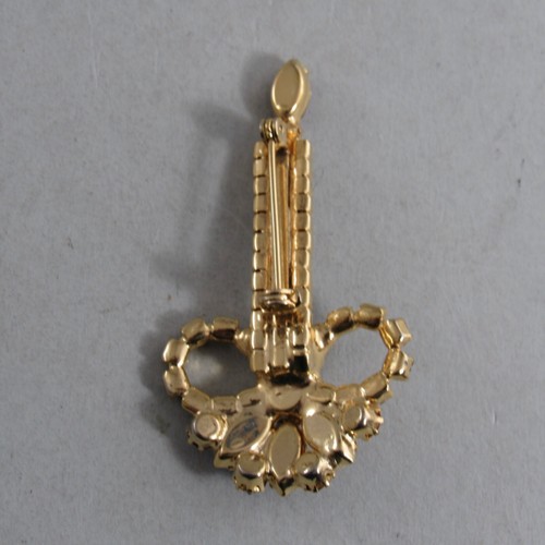 Broche prendedor vela diamantes de imitación tono dorado joyería navideña 2 1/4" - Imagen 4 de 4