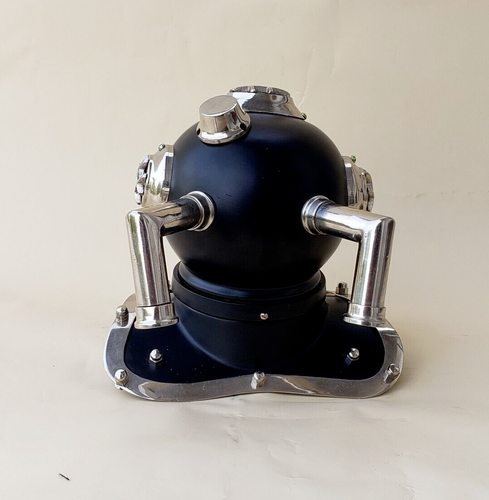 Mini diving helmet 8" Divers Marine Vintage Replica Scuba Helmet Black Show Case - Picture 4 of 6