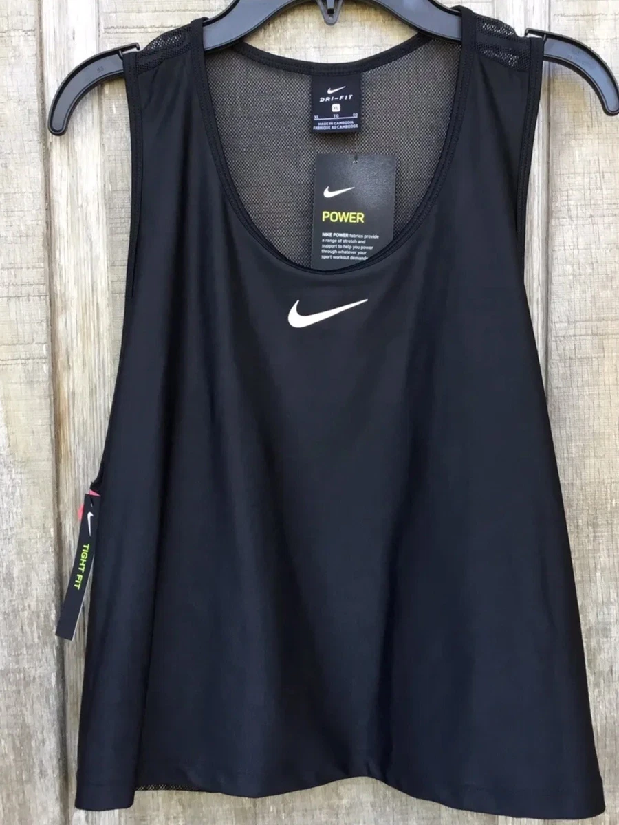 New Women's Nike Black Speed Dri-Fit Mesh-Back Cropped Running