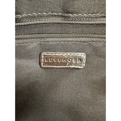 Levenger Womens Satchel Handbag Brown Plum Suede Color Block Lined Dual Handle M - Picture 9 of 10