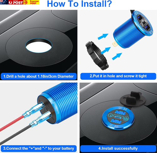 12V 60W USB C Car Charger Socket, 30W PD Type-C & Dual QC 3.0 Socket Port, 24V O - Picture 5 of 7