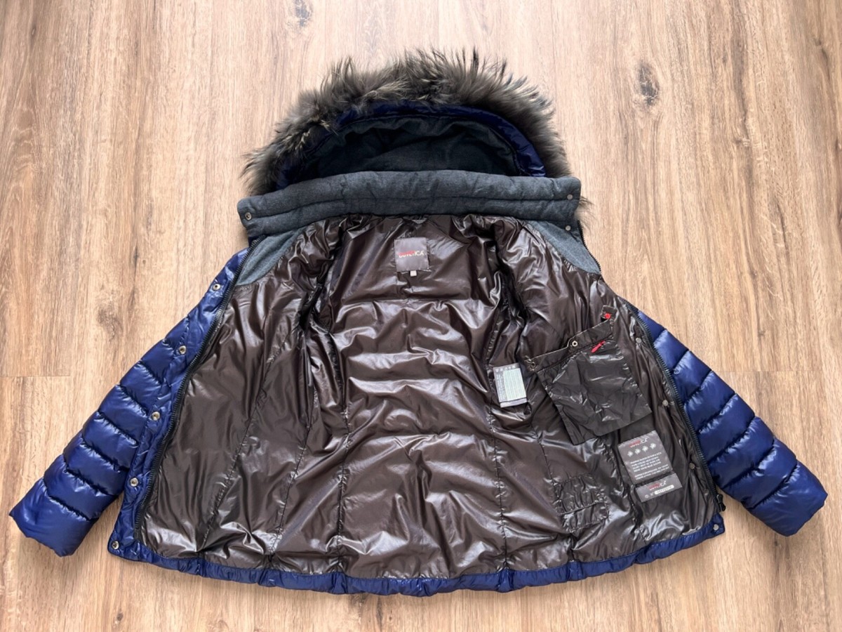 DUVETICA Goose Down Jacket Puffer Hooded Fur Trim Size 40 / S