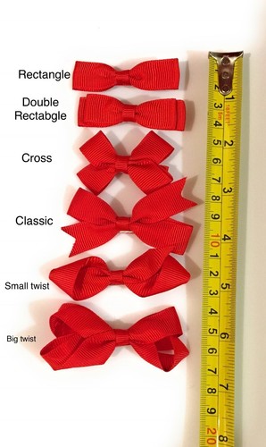 Pair of Girls Kids Small Hair Bow Clips Slides Gripes - School Uniform Colours - Picture 8 of 20