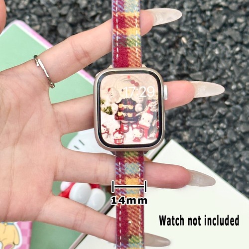 Correa de reloj portátil a cuadros de lana para mujeres y hombres 14 mm para Apple Watch Series 7 8 41 mm - Imagen 2 de 6