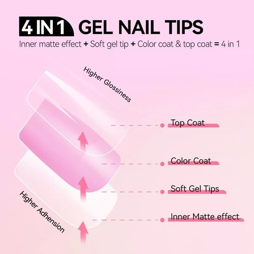 240 Short Square False Nails French Manicure Fake Tips Press On Full Cover Nails - Picture 8 of 9