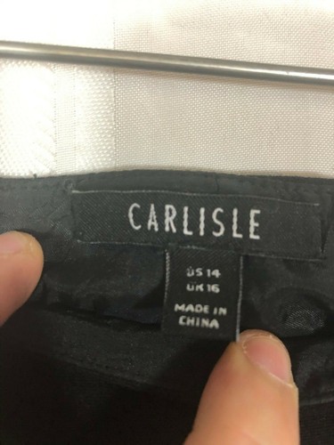 Carlisle Black Women's Size: 14 Solid Print Ankle Length Tapered Leg Dress Pants - Picture 4 of 4