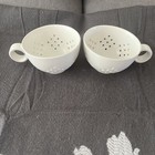 Crate & Barrel White Ceramic Berry Colander/Strainer Set of 2