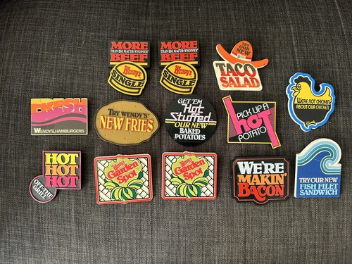 Vintage 80s / 90s Wendy’s Hamburgers Bacon Taco Beef Button / Pin Lot Fast Food - Picture 6 of 7