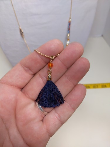 Collier long Vera Bradley ton or perles émaillées train chaîne - Photo 2/6