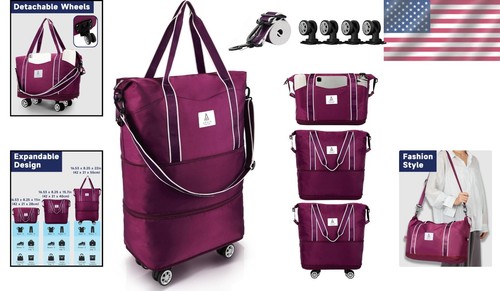 Stylish Fuchsia Expandable Duffle Bag with 8 Storage Compartments – Travel Ready - Picture 2 of 9