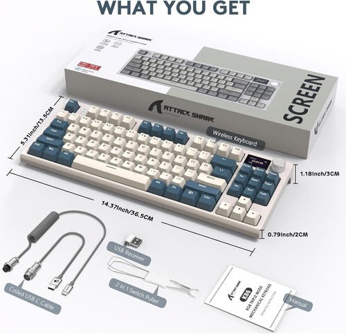 ATTACK SHARK K86 Wireless Mechanical Keyboard with TFT Color Display & Knob BT - Picture 13 of 19