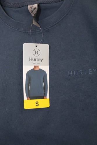 Hurley Mens Pique Crewneck Sweatshirt Textured Fabric Petrol Blue Size S M XL - Picture 10 of 11