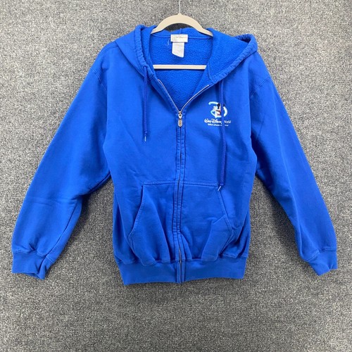 Walt Disney World Sweater Womens Size M Full Zip Blue Back Graphic Hoodie Hooded