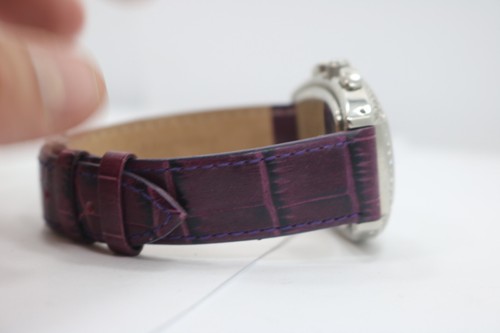 Visage Chronograph Womens Watch Crystal Bezel Purple Band New Battery - Picture 4 of 6