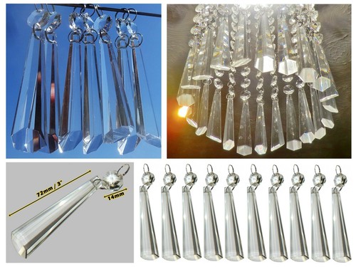 1-12 Icicles Chandelier Glass Crystals Antique Look Wedding Beads Retro Droplets - Picture 6 of 85