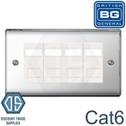 BG Nexus miroir chrome poli 4 vitesses RJ45 Cat6 prise de données prise blanche 