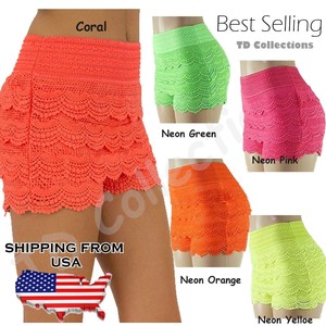 New-Fashion-Sexy-Women-Korean-Sweet-Crochet-Tiered-Lace-Skorts-ShortsShort-Pants
