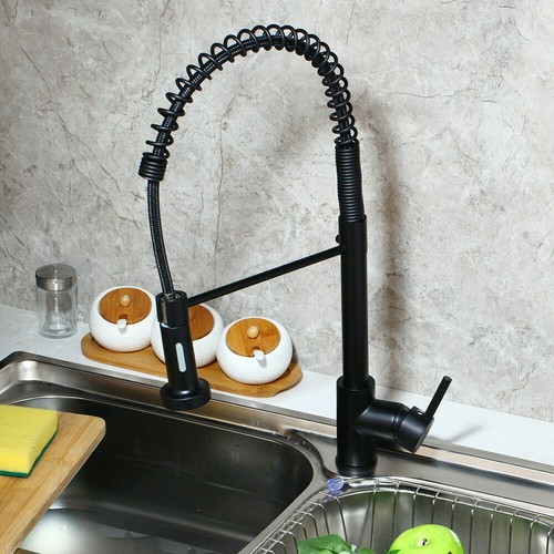 360°Swivel Black Oil Kitchen Sink Mixer Pull Down Faucet 1 Handle/Hole Brass Tap - Picture 11 of 11