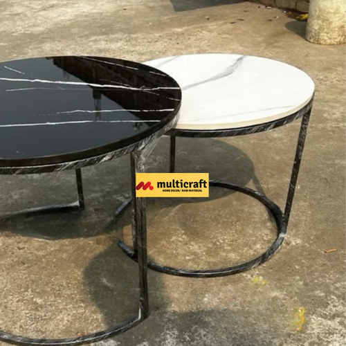 Round Black Italian Marble Inlay Table Top Elegant Handcrafted Home Decor - Picture 3 of 5