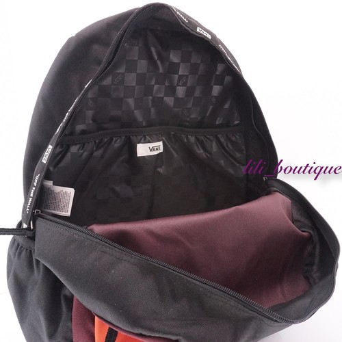 NWT Vans Sporty Realm Plus Backpack School Laptop Bag Black White Paprika Wine - Picture 5 of 11