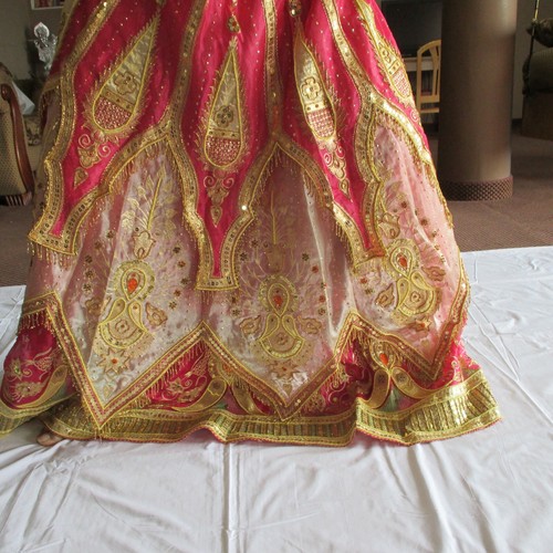 Gonna in tessuto ROSA oro INCREDIBILE RARA Lengha SARI MOZZAFIATO magnifica gonna - Foto 10 di 12