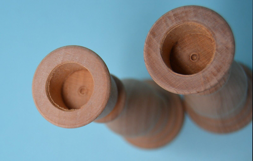 2 pc Lot New Raw Unfinished Wood Craft 6-3/4" Taper Candle Holders - Picture 3 of 4