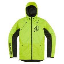 Icon Airform Vented Hooded Textile Motorcycle Jacket - Hi-Viz Yellow