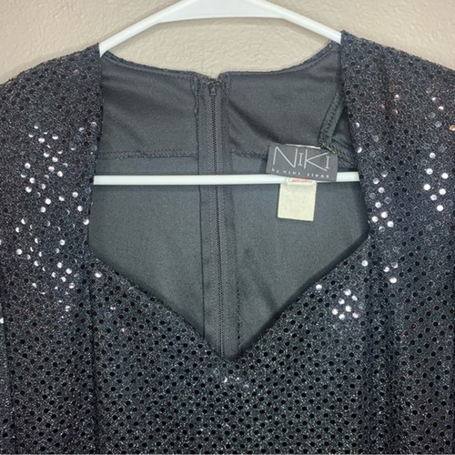 Niki by Niki Livas black vintage formal sequins sparkle dress women’s size 6 - Picture 6 of 7