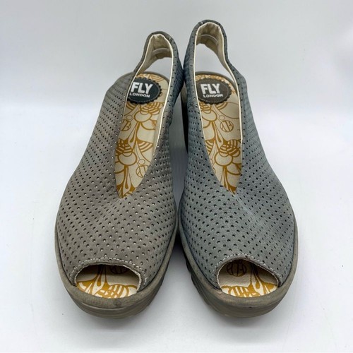 Fly London Yazu Slingback Wedge Sandals Grey Classic 38