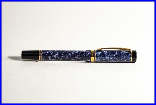 Parker Duofold Fountain Pen 18K B Pen INTERNATIONAL Blue Marbled, Ca. 1990er - Picture 3 of 9