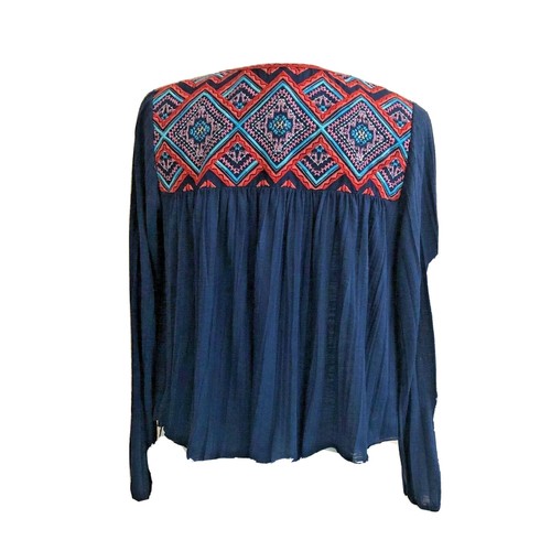 American Eagle Damen S/P blau vorne offen bestickt Boho Cardigan Pullover - Bild 2 von 12