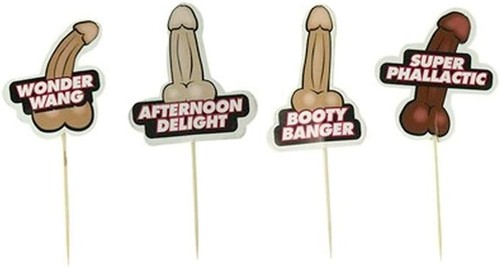 Naughty Cupcake Toothpick Toppers 24pc 4 Designs Bachelorette Birthday Party Pic - Picture 2 of 4