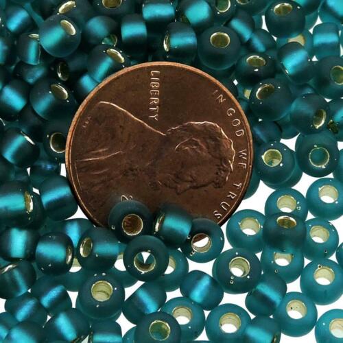 Miyuki Round Seed Beads Size 6/0 20GM Matte Silver Lined Teal Green 6-2425F - Picture 2 of 4