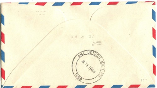 Delta Airlines First Flight Columbus Ohio - Detroit Michigan - 1959 - Picture 2 of 2