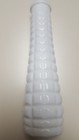 WHITE GLASS BUD VASE WITH RAISED SQUARES - 9 INCHES TALL