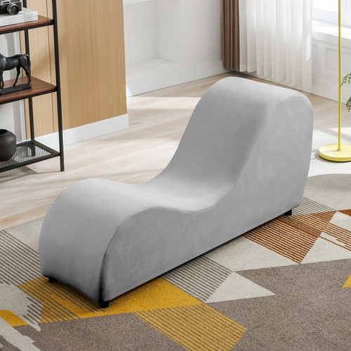 Yoga Chair Curved Chaise Lounge Chair for Stretching Relaxing, Velvet Yoga Couch - Picture 43 of 52