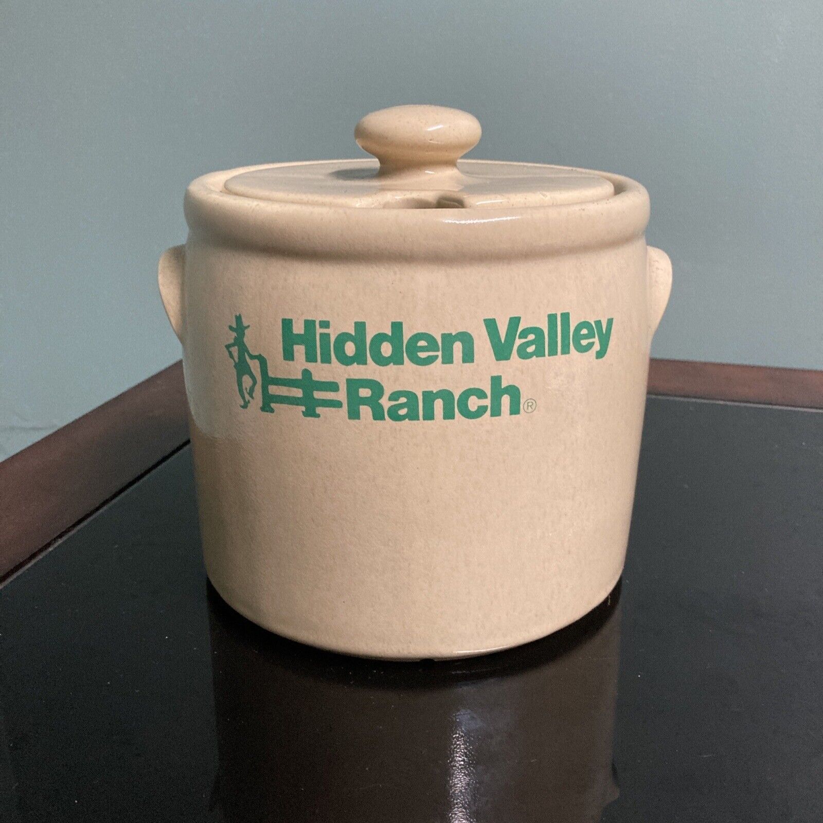 Vintage 1424 McCoy Hidden Valley Ranch 1 Gallon Crock Canister Jar