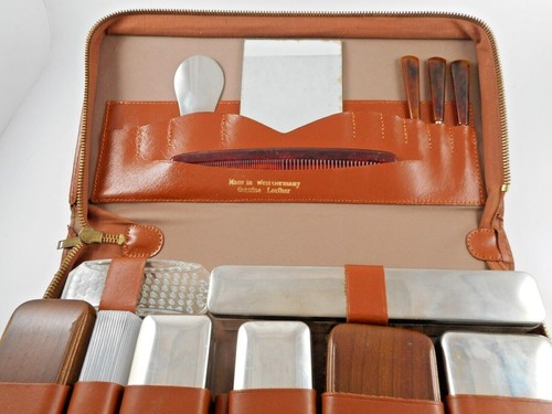 Estuche de viaje de caballero de cuero ESS Mid Century de Alemania Occidental - Imagen 1 de 7