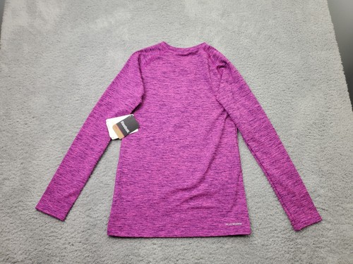 Reebok Activewear Shirt Girls Large Purple Space Dye Long Sleeve Crew Neck Logo - Picture 2 of 14