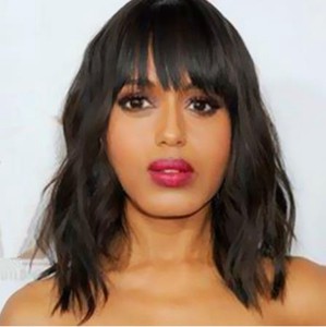 Synthetic Wigs For Women Short Black Wavy Hair With Bangs Natural