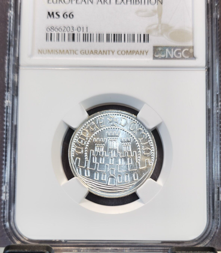 1983 PORTUGAL SILVER 500 ESCUDOS EUROPEAN ART EXHIBITION NGC MS 66 RARE TOP POP - Picture 3 of 3